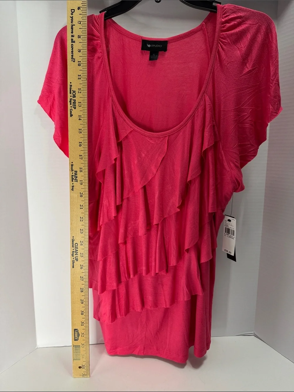 AB Studio Hot Pink Ruffle Front Tunic Top - Picture 5 of 6